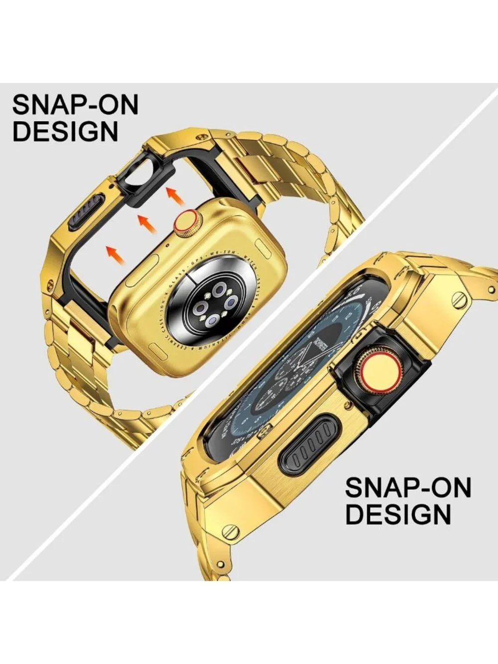 Rugged Stainless Steel Watch Band & Case for Apple Watch 45mm - Luxury Metal